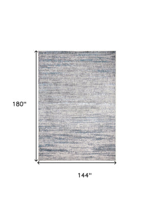 HomeRoots 4' Contemporary Ivory Gray and Blue Abstract Area Rug – Soft, Durable, and Stylish for Any Room 12' X 15' 513012