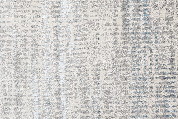 HomeRoots 4' Contemporary Ivory Gray and Blue Abstract Area Rug – Soft, Durable, and Stylish for Any Room 12' X 18' 513013