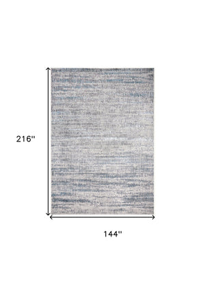 HomeRoots 4' Contemporary Ivory Gray and Blue Abstract Area Rug – Soft, Durable, and Stylish for Any Room 12' X 18' 513013