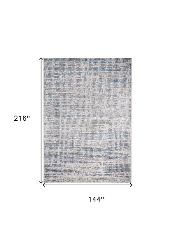 HomeRoots 4' Contemporary Ivory Gray and Blue Abstract Area Rug – Soft, Durable, and Stylish for Any Room 12' X 18' 513013