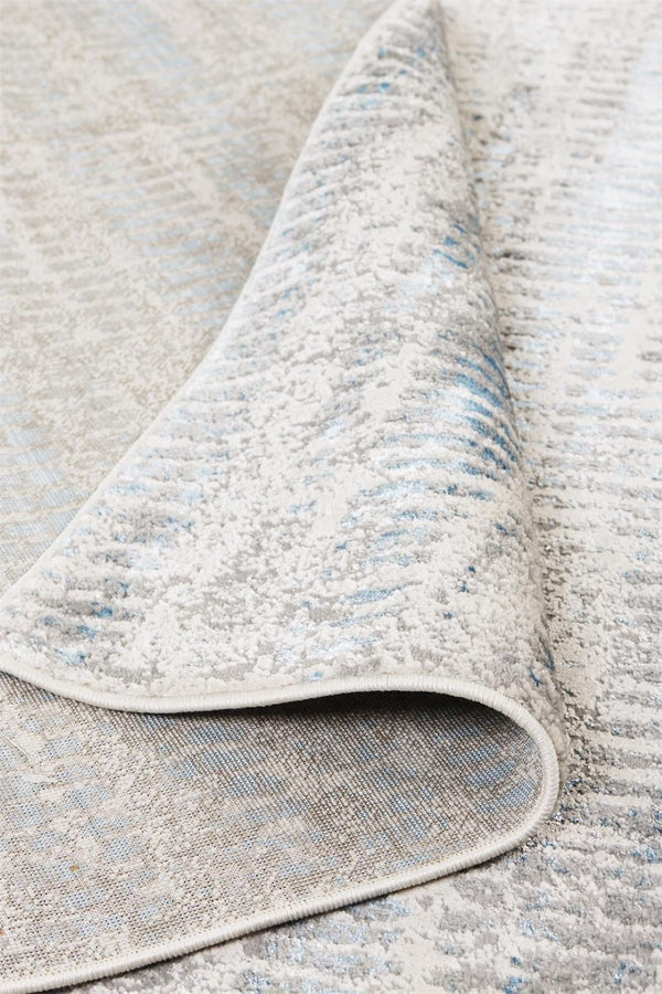 HomeRoots 4' Contemporary Ivory Gray and Blue Abstract Area Rug – Soft, Durable, and Stylish for Any Room 13' X 20' 513014