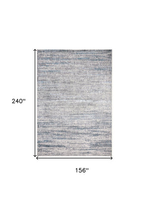 HomeRoots 4' Contemporary Ivory Gray and Blue Abstract Area Rug – Soft, Durable, and Stylish for Any Room 13' X 20' 513014