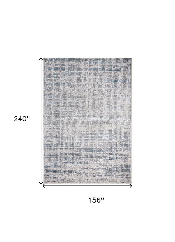 HomeRoots 4' Contemporary Ivory Gray and Blue Abstract Area Rug – Soft, Durable, and Stylish for Any Room 13' X 20' 513014