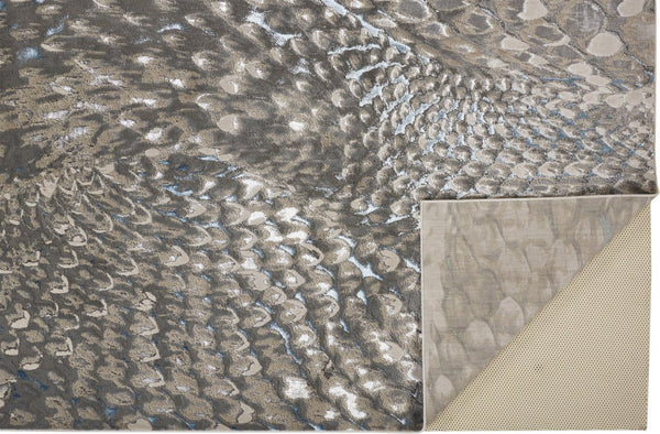 HomeRoots 4' Blue and Gray Geometric Area Rug - Stylish Modern Design for Living Rooms and Home Offices 5' X 8' 513016