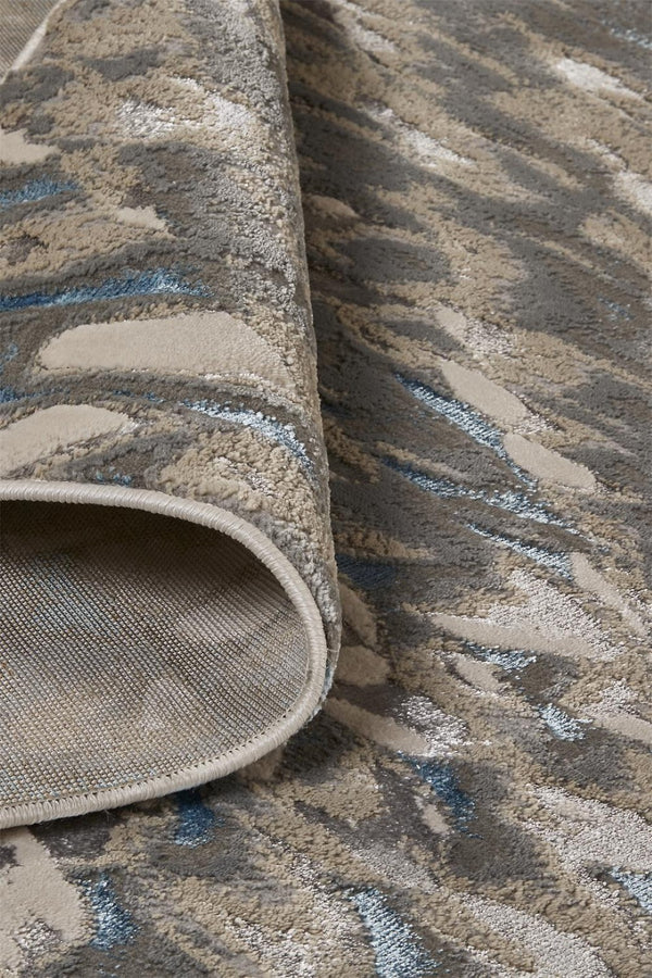 HomeRoots 4' Blue and Gray Geometric Area Rug - Stylish Modern Design for Living Rooms and Home Offices 7' X 10' 513018
