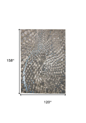 HomeRoots 4' Blue and Gray Geometric Area Rug - Stylish Modern Design for Living Rooms and Home Offices 10' X 13' 513021