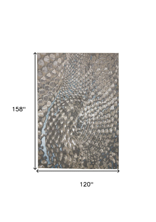 HomeRoots 4' Blue and Gray Geometric Area Rug - Stylish Modern Design for Living Rooms and Home Offices 10' X 13' 513021