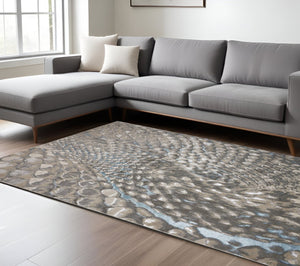 HomeRoots 4' Blue and Gray Geometric Area Rug - Stylish Modern Design for Living Rooms and Home Offices 12' X 15' 513023