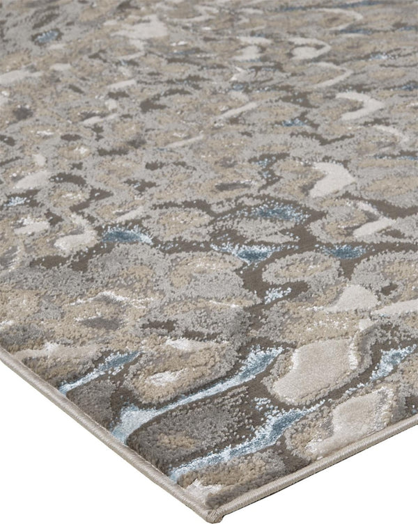 HomeRoots 4' Blue and Gray Geometric Area Rug - Stylish Modern Design for Living Rooms and Home Offices 12' X 15' 513023