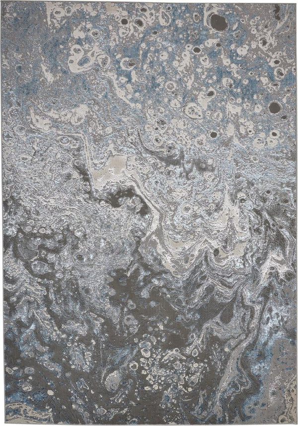 HomeRoots 4' Blue and Gray Abstract Power Loom Area Rug – Modern Design for Stylish, Durable Home Décor 5' X 8' 513027