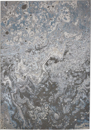 HomeRoots 4' Blue and Gray Abstract Power Loom Area Rug – Modern Design for Stylish, Durable Home Décor 8' X 10' 513028