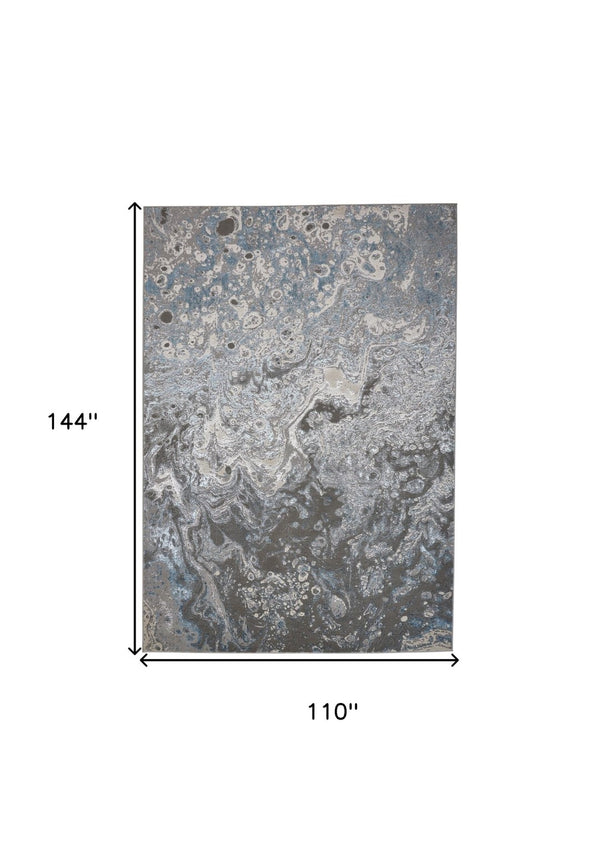 HomeRoots 4' Blue and Gray Abstract Power Loom Area Rug – Modern Design for Stylish, Durable Home Décor 9' X 12' 513030