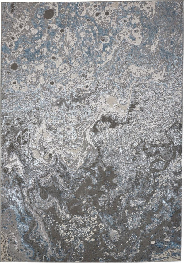HomeRoots 4' Blue and Gray Abstract Power Loom Area Rug – Modern Design for Stylish, Durable Home Décor 10' X 13' 513032