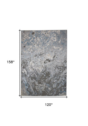 HomeRoots 4' Blue and Gray Abstract Power Loom Area Rug – Modern Design for Stylish, Durable Home Décor 10' X 13' 513032