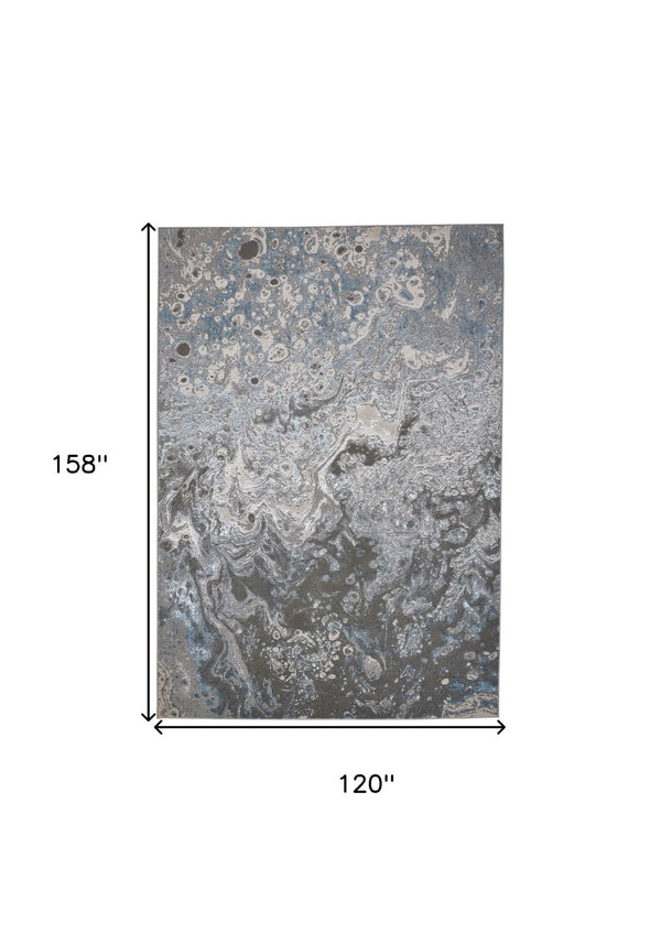 HomeRoots 4' Blue and Gray Abstract Power Loom Area Rug – Modern Design for Stylish, Durable Home Décor 10' X 13' 513032
