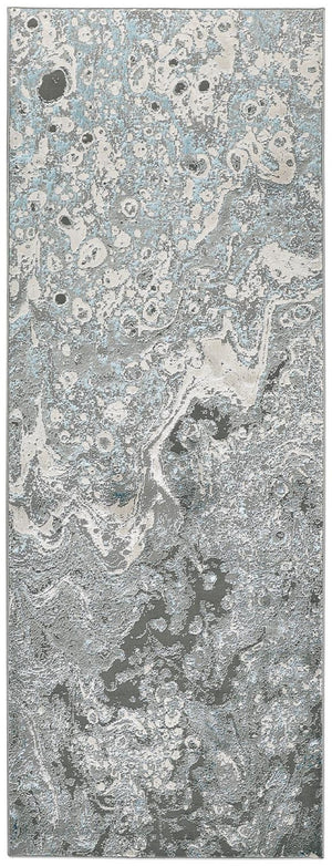 HomeRoots 4' Blue and Gray Abstract Power Loom Area Rug – Modern Design for Stylish, Durable Home Décor 8' Runner 513033