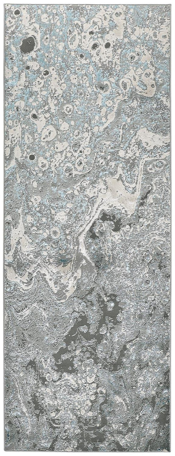 HomeRoots 4' Blue and Gray Abstract Power Loom Area Rug – Modern Design for Stylish, Durable Home Décor 8' Runner 513033
