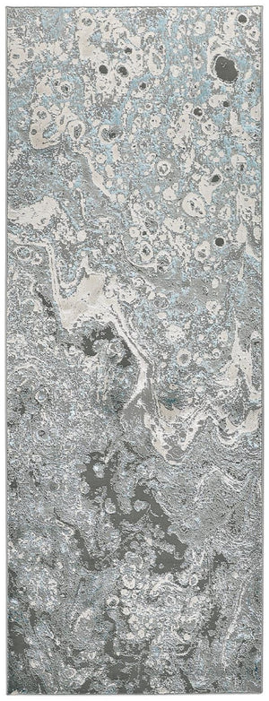 HomeRoots 4' Blue and Gray Abstract Power Loom Area Rug – Modern Design for Stylish, Durable Home Décor 8' Runner 513033