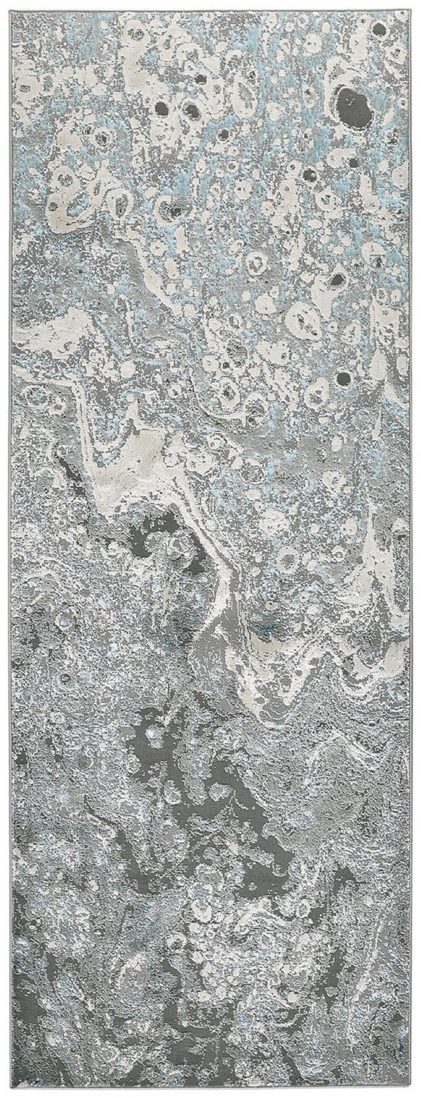 HomeRoots 4' Blue and Gray Abstract Power Loom Area Rug – Modern Design for Stylish, Durable Home Décor 8' Runner 513033