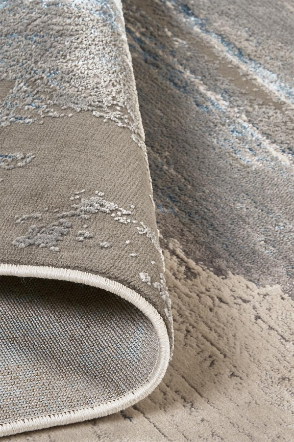 HomeRoots 4' Modern Abstract Area Rug in Gray, Ivory, and Blue - Stylish, Durable Design for Any Room 4' X 6' 513034