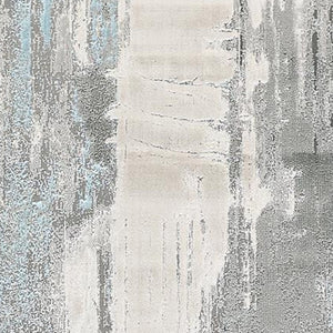 HomeRoots 4' Modern Abstract Area Rug in Gray, Ivory, and Blue - Stylish, Durable Design for Any Room 8' Runner 513041