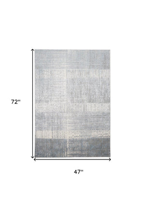 HomeRoots 4' Blue and Gray Abstract Area Rug - Modern Design for Contemporary Spaces, Durable and Stylish Accent 4' X 6' 513045