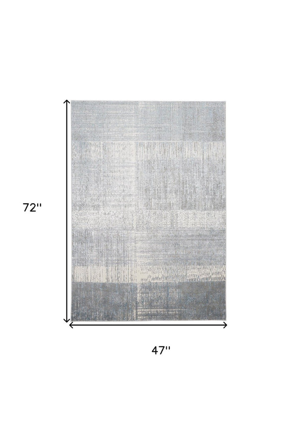 HomeRoots 4' Blue and Gray Abstract Area Rug - Modern Design for Contemporary Spaces, Durable and Stylish Accent 4' X 6' 513045