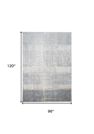 HomeRoots 4' Blue and Gray Abstract Area Rug - Modern Design for Contemporary Spaces, Durable and Stylish Accent 8' X 10' 513047