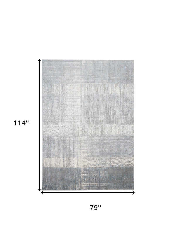 HomeRoots 4' Blue and Gray Abstract Area Rug - Modern Design for Contemporary Spaces, Durable and Stylish Accent 7' X 10' 513048