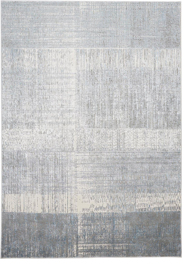 HomeRoots 4' Blue and Gray Abstract Area Rug - Modern Design for Contemporary Spaces, Durable and Stylish Accent 9' X 12' 513049