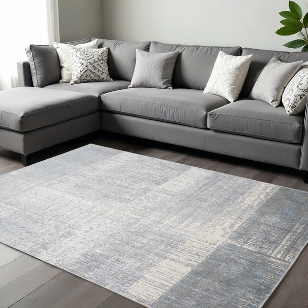 HomeRoots 4' Blue and Gray Abstract Area Rug - Modern Design for Contemporary Spaces, Durable and Stylish Accent 9' X 12' 513049