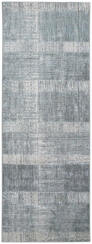 HomeRoots 4' Blue and Gray Abstract Area Rug - Modern Design for Contemporary Spaces, Durable and Stylish Accent 8' Runner 513052