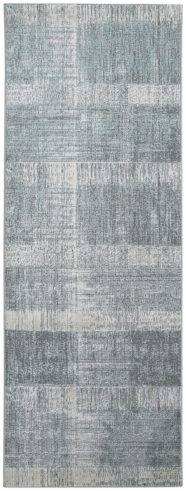 HomeRoots 4' Blue and Gray Abstract Area Rug - Modern Design for Contemporary Spaces, Durable and Stylish Accent 8' Runner 513052