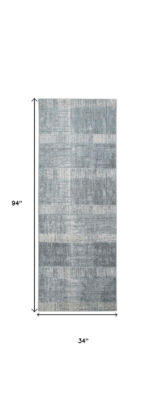 HomeRoots 4' Blue and Gray Abstract Area Rug - Modern Design for Contemporary Spaces, Durable and Stylish Accent 8' Runner 513052