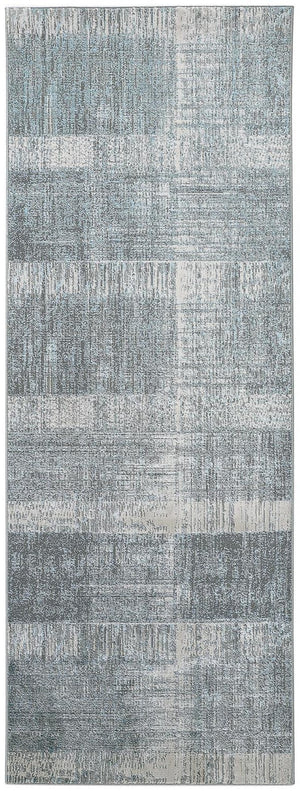 HomeRoots 4' Blue and Gray Abstract Area Rug - Modern Design for Contemporary Spaces, Durable and Stylish Accent 8' Runner 513052