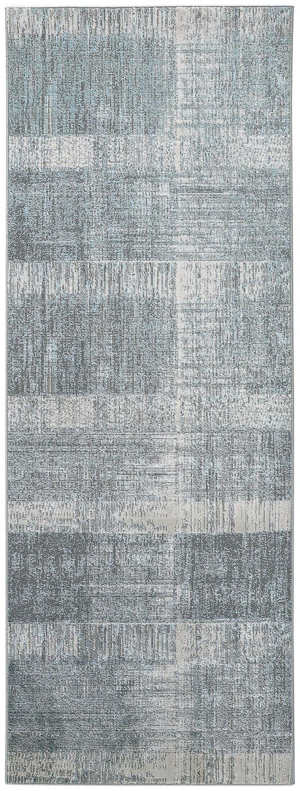 HomeRoots 4' Blue and Gray Abstract Area Rug - Modern Design for Contemporary Spaces, Durable and Stylish Accent 8' Runner 513052