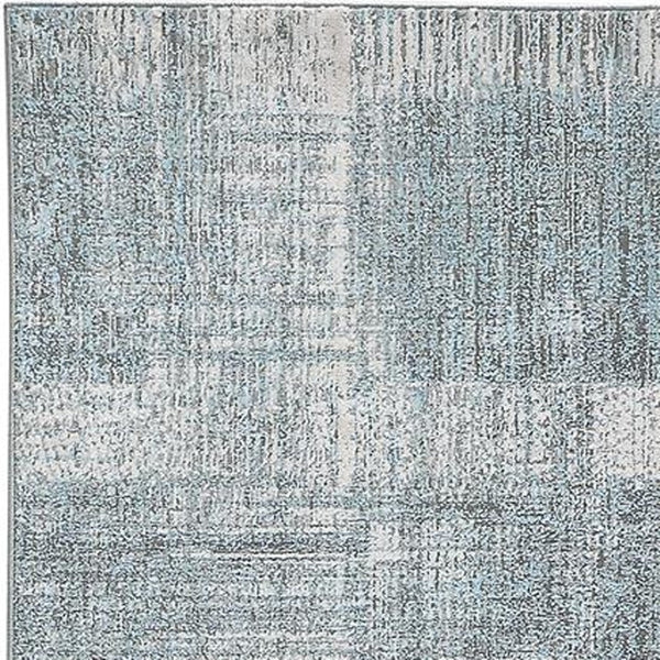 HomeRoots 4' Blue and Gray Abstract Area Rug - Modern Design for Contemporary Spaces, Durable and Stylish Accent 8' Runner 513052