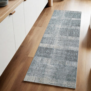 HomeRoots 4' Blue and Gray Abstract Area Rug - Modern Design for Contemporary Spaces, Durable and Stylish Accent 8' Runner 513052