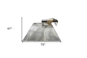 HomeRoots 4' Contemporary Gray Ivory and Blue Abstract Area Rug - Stylish, Cozy Addition for Any Space 4' X 6' 513053