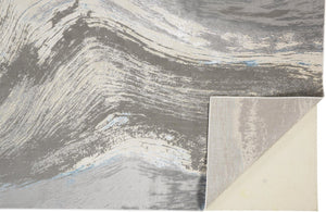 HomeRoots 4' Contemporary Gray Ivory and Blue Abstract Area Rug - Stylish, Cozy Addition for Any Space 5' X 8' 513054