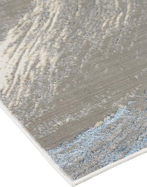 HomeRoots 4' Contemporary Gray Ivory and Blue Abstract Area Rug - Stylish, Cozy Addition for Any Space 8' X 10' 513055