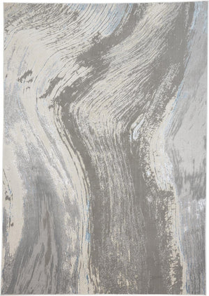 HomeRoots 4' Contemporary Gray Ivory and Blue Abstract Area Rug - Stylish, Cozy Addition for Any Space 10' X 13' 513059