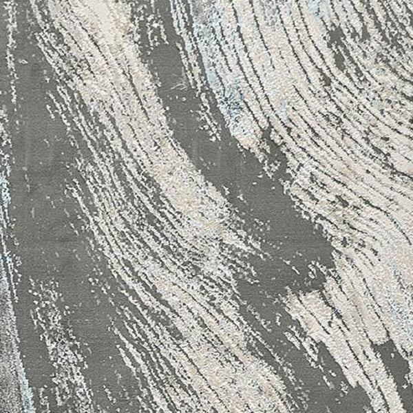 HomeRoots 4' Contemporary Gray Ivory and Blue Abstract Area Rug - Stylish, Cozy Addition for Any Space 8' Runner 513060