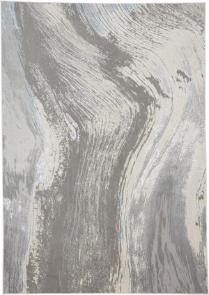 HomeRoots 4' Contemporary Gray Ivory and Blue Abstract Area Rug - Stylish, Cozy Addition for Any Space 12' X 18' 513062