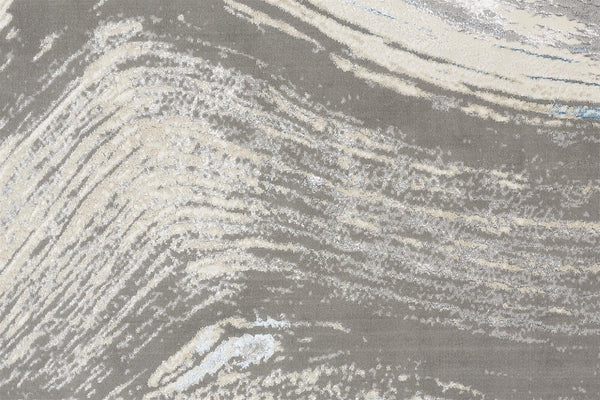 HomeRoots 4' Contemporary Gray Ivory and Blue Abstract Area Rug - Stylish, Cozy Addition for Any Space 12' X 18' 513062