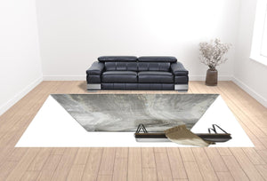 HomeRoots 4' Contemporary Gray Ivory and Blue Abstract Area Rug - Stylish, Cozy Addition for Any Space 12' X 18' 513062
