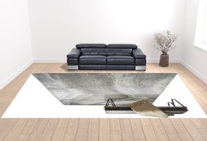 HomeRoots 4' Contemporary Gray Ivory and Blue Abstract Area Rug - Stylish, Cozy Addition for Any Space 13' X 20' 513063