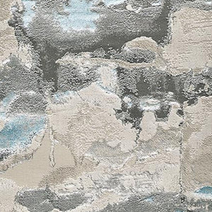 HomeRoots 4' Modern Abstract Area Rug in Soft Gray, Ivory, and Blue for a Cozy Contemporary Home Decor 8' Runner 513071