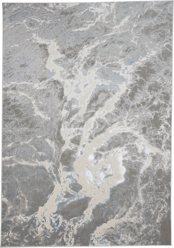 HomeRoots 4' Gray and Ivory Abstract Power Loom Area Rug - Modern Design for High-Traffic Spaces and Easy Care 4' X 6' 513075