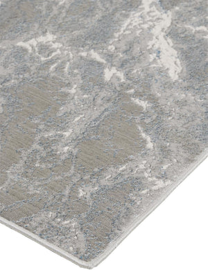 HomeRoots 4' Gray and Ivory Abstract Power Loom Area Rug - Modern Design for High-Traffic Spaces and Easy Care 8' X 10' 513077